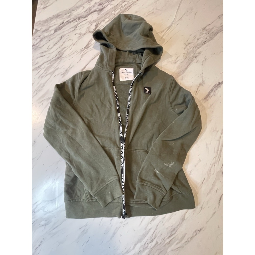 Abercrombie & Fitch Olive Green Full Zip Hoodie Size 15/16-XL. READ DESCRIPTION!